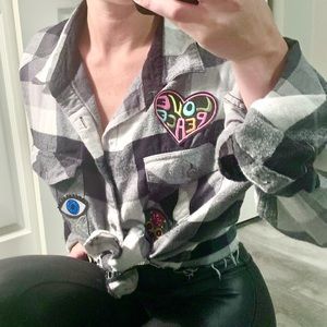 Sojara vintage plaid oversized flannel button down